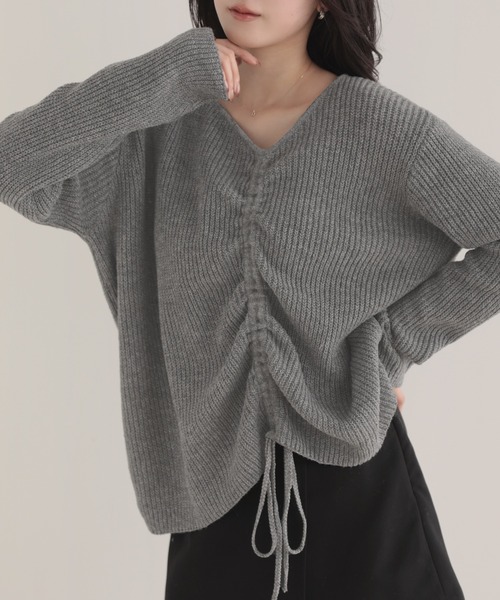 nouvellemoi（ヌーベルモイ）の「ドロストアレンジニット（ニット/セーター・レディース・チャコール/ブラウン/アイボリー/ブラック・M）」の3枚目の写真