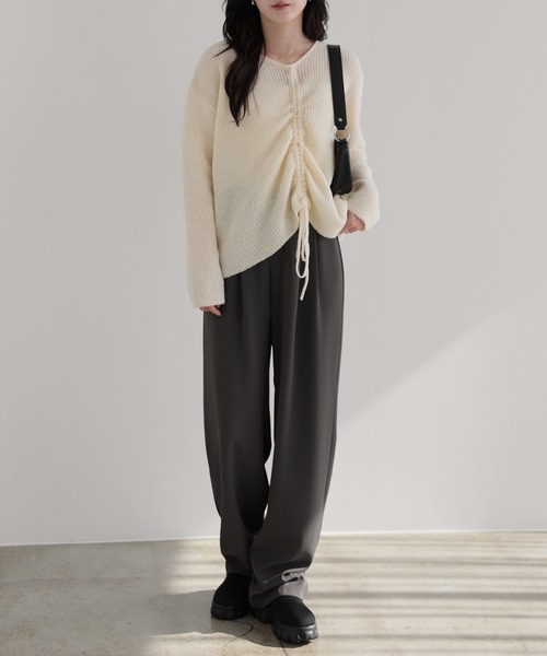 nouvellemoi（ヌーベルモイ）の「ドロストアレンジニット（ニット/セーター・レディース・チャコール/ブラウン/アイボリー/ブラック・M）」の5枚目の写真