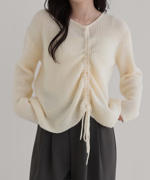 nouvellemoi（ヌーベルモイ）の「ドロストアレンジニット（ニット/セーター・レディース・チャコール/ブラウン/アイボリー/ブラック・M）」の6枚目の写真