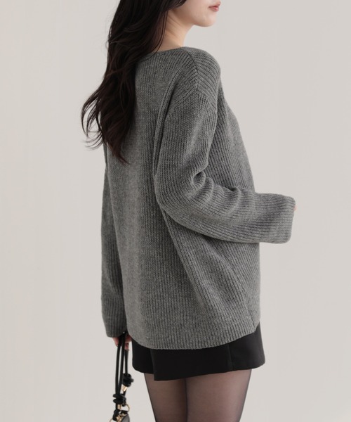 nouvellemoi（ヌーベルモイ）の「ドロストアレンジニット（ニット/セーター・レディース・チャコール/ブラウン/アイボリー/ブラック・M）」の11枚目の写真