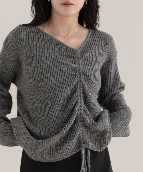 nouvellemoi（ヌーベルモイ）の「ドロストアレンジニット（ニット/セーター・レディース・チャコール/ブラウン/アイボリー/ブラック・M）」の12枚目の写真