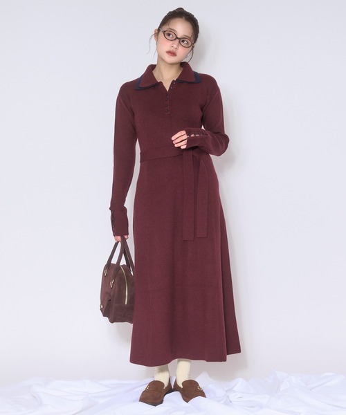 knit tie onepiece / ニットタイワンピース（ワンピース）｜loin nuit