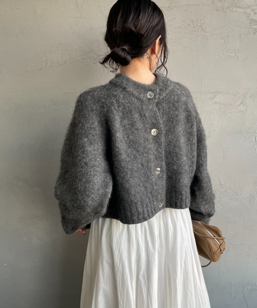 TODAYFUL（トゥデイフル）の「[TODAYFUL/トゥデイフル] 2WAY モヘアニットカーディガン（カーディガン/ボレロ・レディース・チャコールグレー/ピンク・F）」の3枚目の写真