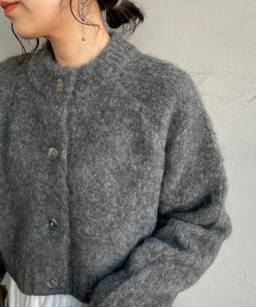 TODAYFUL（トゥデイフル）の「[TODAYFUL/トゥデイフル] 2WAY モヘアニットカーディガン（カーディガン/ボレロ・レディース・チャコールグレー/ピンク・F）」の4枚目の写真