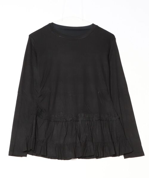 Vini（ヴィニ）の「フリルヘムトップス（Tシャツ/カットソー・レディース・ブラック/ホワイト・MEDIUM）」の12枚目の写真