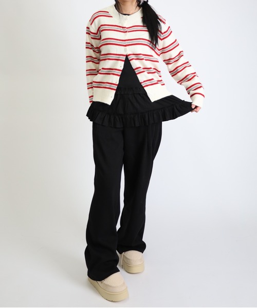 Vini（ヴィニ）の「フリルヘムトップス（Tシャツ/カットソー・レディース・ブラック/ホワイト・MEDIUM）」の15枚目の写真