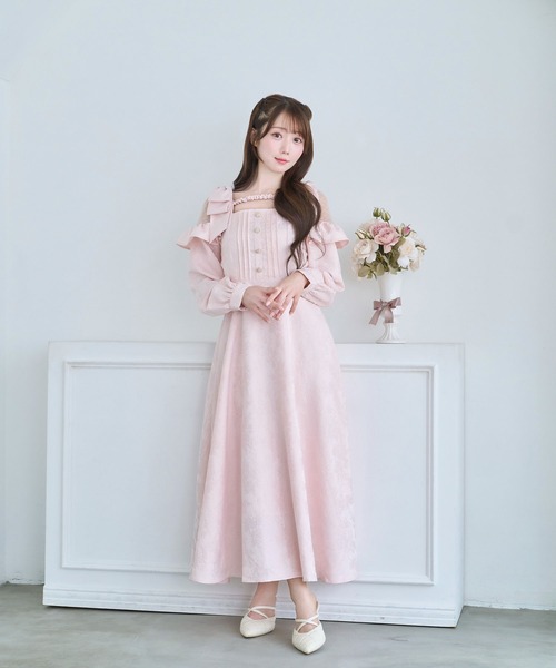 ワンピース Rose Muse chiffon pleated dress pink chiffon pleated dress – BUNNY APARTMENT