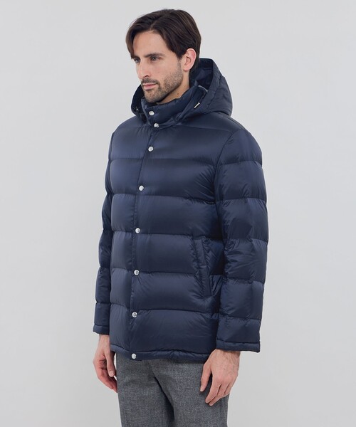 セール】シンセティックフーデッドダウンアウター（ダウンジャケット