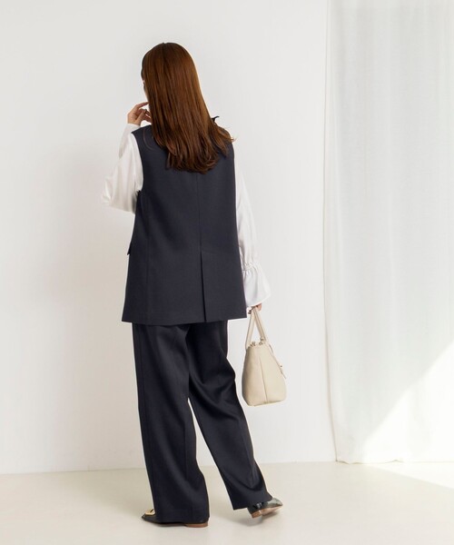 NOLLEY’S（ノーリーズ）の「《セットアップ対応》ウォッシャブルジョーゼットフリル付きマルチWAYジレ（ベスト・レディース・ネイビー/アイボリー・38）」の14枚目の写真