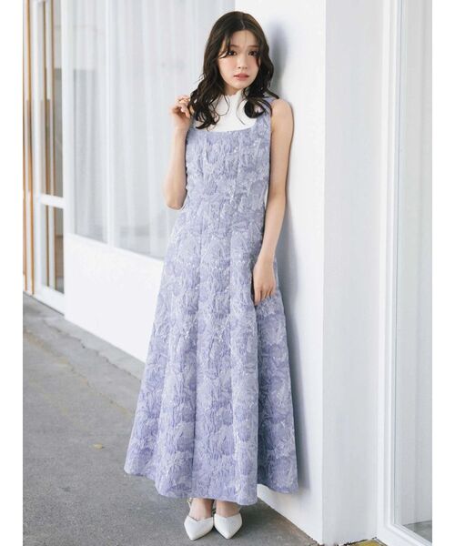 MERCURYDUO（マーキュリーデュオ）の「ジャカードフィットアンドフレアジャンスカ（ワンピース・レディース・ピンク/アイボリー/ブルー・SMALL/MEDIUM）」の2枚目の写真