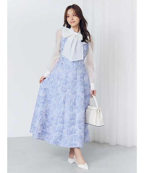 MERCURYDUO（マーキュリーデュオ）の「ジャカードフィットアンドフレアジャンスカ（ワンピース・レディース・ピンク/アイボリー/ブルー・SMALL/MEDIUM）」の22枚目の写真