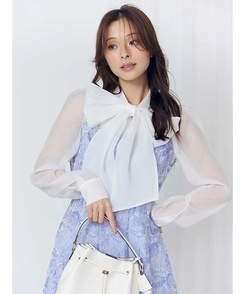 MERCURYDUO（マーキュリーデュオ）の「ジャカードフィットアンドフレアジャンスカ（ワンピース・レディース・ピンク/アイボリー/ブルー・SMALL/MEDIUM）」の20枚目の写真