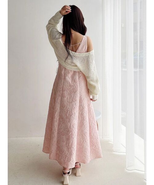 MERCURYDUO（マーキュリーデュオ）の「ジャカードフィットアンドフレアジャンスカ（ワンピース・レディース・ピンク/アイボリー/ブルー・SMALL/MEDIUM）」の8枚目の写真