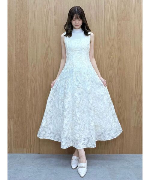 MERCURYDUO（マーキュリーデュオ）の「ジャカードフィットアンドフレアジャンスカ（ワンピース・レディース・ピンク/アイボリー/ブルー・SMALL/MEDIUM）」の4枚目の写真