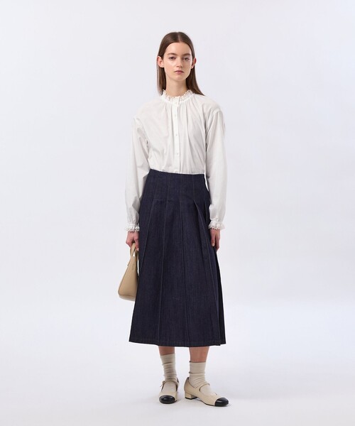 MACKINTOSH PHILOSOPHY（ﾏｯｷﾝﾄｯｼｭ ﾌｨﾛｿﾌｨｰ）の「【LEE4月号/蛯原友里さん着用】レースコンビブラウス（シャツ/ブラウス・レディース・オフホワイト/ブルー・36/38）」の3枚目の写真