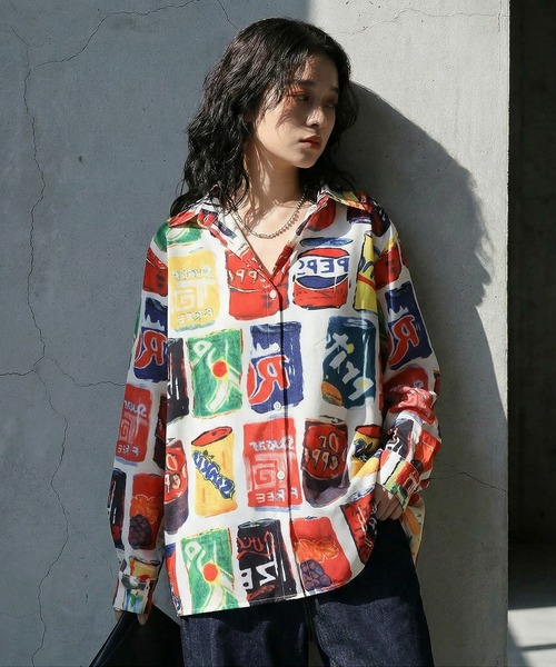antiqua(アンティカ)の「レトロ缶 柄 シャツ(シャツ/ブラウス・レディース・マルチ・ONESIZE)」の4枚目の写真