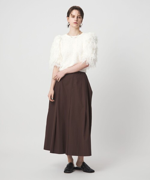 ASTRAET(アストラット)の「<ASTRAET> フリンジスリーブ クルーネックニット(ニット/セーター・レディース・ブラック/ホワイト・FREE)」の8枚目の写真