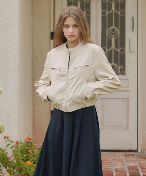 セール】O3722 Giverny fake leather jacket_Ivory（ライダース