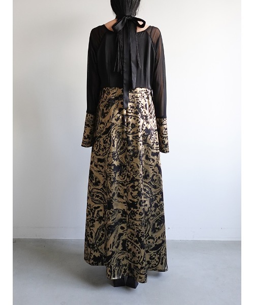 sahara（サハラ）の「Foil Stamped Satin Dress/フォイルスタンプドサテンドレス（ドレス・レディース・ブラック/ライトグリーン/ライトブルー・FREE）」の14枚目の写真