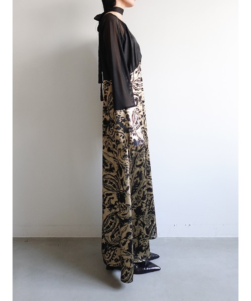 sahara（サハラ）の「Foil Stamped Satin Dress/フォイルスタンプドサテンドレス（ドレス・レディース・ブラック/ライトグリーン/ライトブルー・FREE）」の15枚目の写真