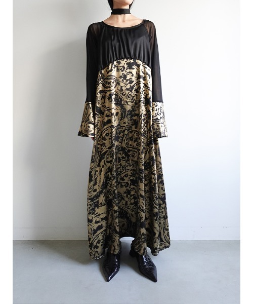 sahara（サハラ）の「Foil Stamped Satin Dress/フォイルスタンプドサテンドレス（ドレス・レディース・ブラック/ライトグリーン/ライトブルー・FREE）」の13枚目の写真