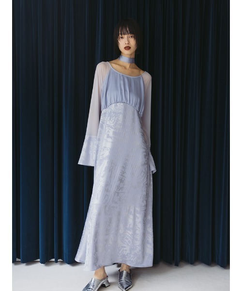 sahara（サハラ）の「Foil Stamped Satin Dress/フォイルスタンプドサテンドレス（ドレス・レディース・ブラック/ライトグリーン/ライトブルー・FREE）」の16枚目の写真