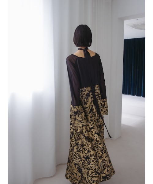 sahara（サハラ）の「Foil Stamped Satin Dress/フォイルスタンプドサテンドレス（ドレス・レディース・ブラック/ライトグリーン/ライトブルー・FREE）」の8枚目の写真