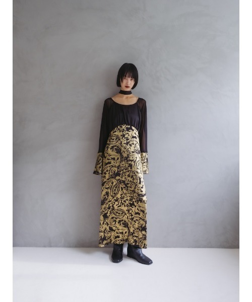 sahara（サハラ）の「Foil Stamped Satin Dress/フォイルスタンプドサテンドレス（ドレス・レディース・ブラック/ライトグリーン/ライトブルー・FREE）」の10枚目の写真