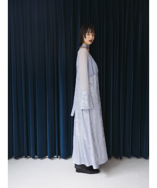 sahara（サハラ）の「Foil Stamped Satin Dress/フォイルスタンプドサテンドレス（ドレス・レディース・ブラック/ライトグリーン/ライトブルー・FREE）」の18枚目の写真