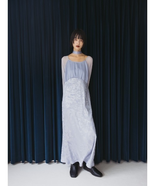 sahara（サハラ）の「Foil Stamped Satin Dress/フォイルスタンプドサテンドレス（ドレス・レディース・ブラック/ライトグリーン/ライトブルー・FREE）」の19枚目の写真
