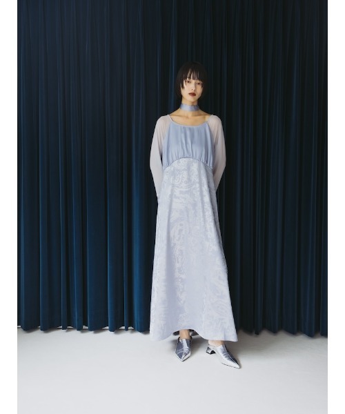 sahara（サハラ）の「Foil Stamped Satin Dress/フォイルスタンプドサテンドレス（ドレス・レディース・ブラック/ライトグリーン/ライトブルー・FREE）」の20枚目の写真