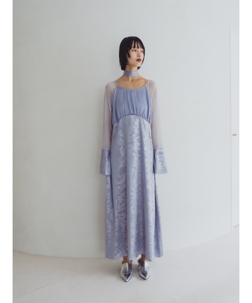 sahara（サハラ）の「Foil Stamped Satin Dress/フォイルスタンプドサテンドレス（ドレス・レディース・ブラック/ライトグリーン/ライトブルー・FREE）」の22枚目の写真