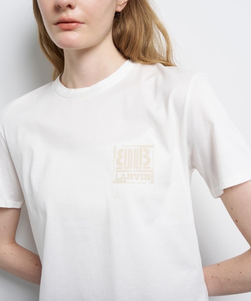 LANVIN en Bleu（ランバンオンブルー）の「ワンポイントスクエアロゴTシャツ（Tシャツ/カットソー・レディース・ブラック/ベージュ/チャコールグレー/ピンク/オフホワイト・38）」の11枚目の写真