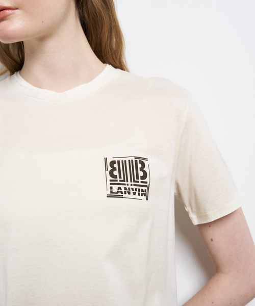 LANVIN en Bleu（ランバンオンブルー）の「ワンポイントスクエアロゴTシャツ（Tシャツ/カットソー・レディース・ブラック/ベージュ/チャコールグレー/ピンク/オフホワイト・38）」の14枚目の写真