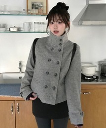 ハイネックダブルブレストメルトンジャケット