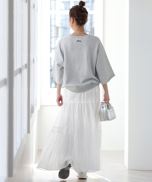JOURNAL STANDARD relume（ジャーナルスタンダード　レリューム）の「《WEB限定追加》コットンボイルクリンクルティアードスカート（スカート・レディース・ブラック/ホワイト/ブラウン・FREE）」の15枚目の写真