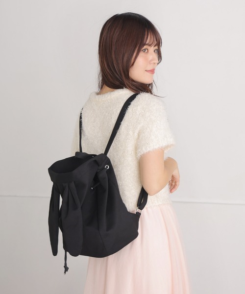 SecretDoor(シークレットドア)の「【500mlペットボトル対応】リュック うさみみ フード うさぎ 耳(バックパック/リュック・レディース・ピンク/ホワイト/ブラック・FREE)」の6枚目の写真