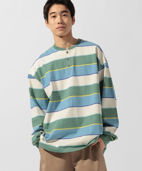 niko and...(ニコアンド)の「USACOTTONヘンリーTシャツ(Tシャツ/カットソー・メンズ・パープル/オレンジ/ブルー・LARGE/MEDIUM)」の1枚目の写真