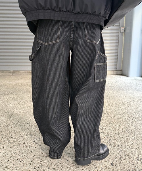 Figments（フィグメンツ）の「ストライプペインターカーブデニム（デニムパンツ・レディース・インディゴブルー・SMALL/MEDIUM/LARGE）」の10枚目の写真