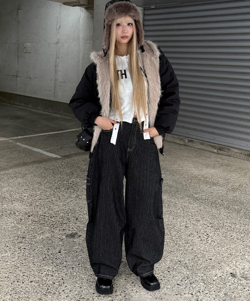 Figments（フィグメンツ）の「ストライプペインターカーブデニム（デニムパンツ・レディース・インディゴブルー・SMALL/MEDIUM/LARGE）」の11枚目の写真