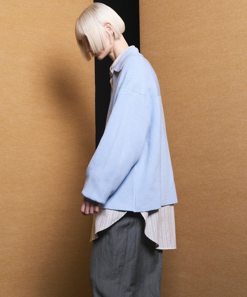 MAISON SPECIAL(メゾンスペシャル)の「《UNISEX》C/A Prime-Over Skipper Knit/C/Aプライムオーバースキッパーニット【MAISON SPECIAL/メゾンスペシャル】(ニット/セーター・メンズ・ブラック/サックスブルー/ピンク・0/1/2)」の15枚目の写真