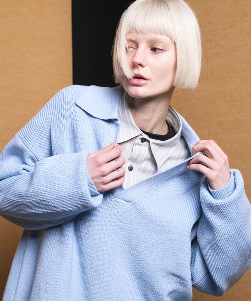 MAISON SPECIAL(メゾンスペシャル)の「《UNISEX》C/A Prime-Over Skipper Knit/C/Aプライムオーバースキッパーニット【MAISON SPECIAL/メゾンスペシャル】(ニット/セーター・メンズ・ブラック/サックスブルー/ピンク・0/1/2)」の17枚目の写真