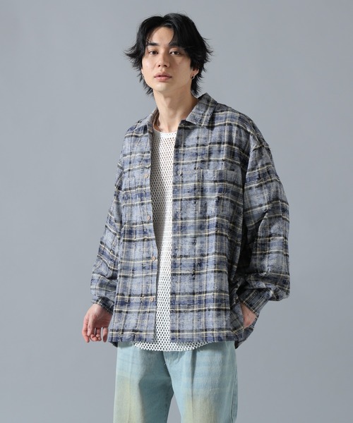 DANKE SCHON（ダンケシェーン）の「【WEB&DEPOT限定】DankeSchon/ダンケシェーン/DAMAGE WORK SHIRTS（シャツ/ブラウス・メンズ・レッド/モスグリーン/ネイビー・L/M/XL）」の3枚目の写真