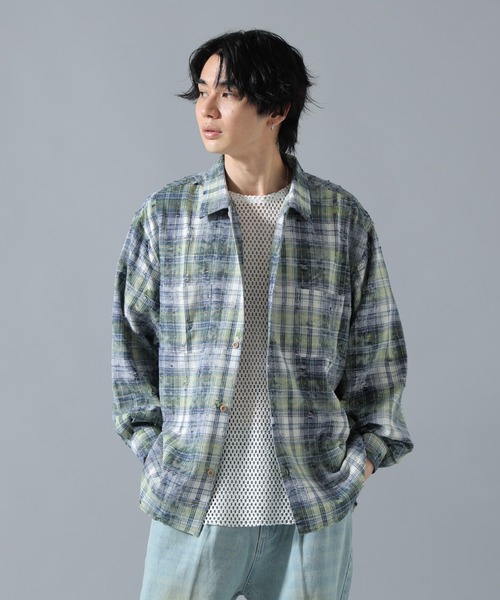DANKE SCHON（ダンケシェーン）の「【WEB&DEPOT限定】DankeSchon/ダンケシェーン/DAMAGE WORK SHIRTS（シャツ/ブラウス・メンズ・レッド/モスグリーン/ネイビー・L/M/XL）」の2枚目の写真