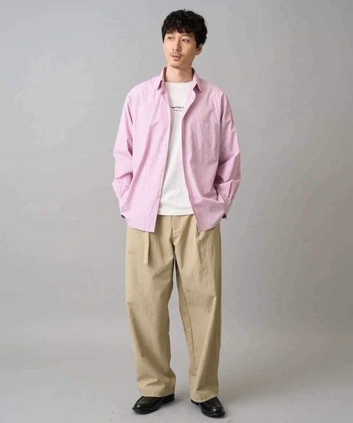 a.v.v（アーヴェヴェ）の「【洗濯機で洗える/毛玉になりにくい】ワイドストレッチストライプシャツ（シャツ/ブラウス・メンズ・ブルー/ピンク・48/46）」の8枚目の写真