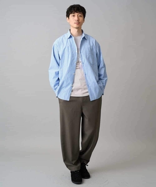 a.v.v（アーヴェヴェ）の「【洗濯機で洗える/毛玉になりにくい】ワイドストレッチストライプシャツ（シャツ/ブラウス・メンズ・ブルー/ピンク・48/46）」の11枚目の写真