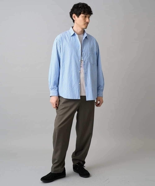 a.v.v（アーヴェヴェ）の「【洗濯機で洗える/毛玉になりにくい】ワイドストレッチストライプシャツ（シャツ/ブラウス・メンズ・ブルー/ピンク・48/46）」の14枚目の写真