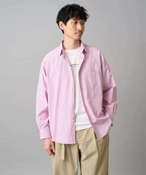 a.v.v（アーヴェヴェ）の「【洗濯機で洗える/毛玉になりにくい】ワイドストレッチストライプシャツ（シャツ/ブラウス・メンズ・ブルー/ピンク・48/46）」の22枚目の写真