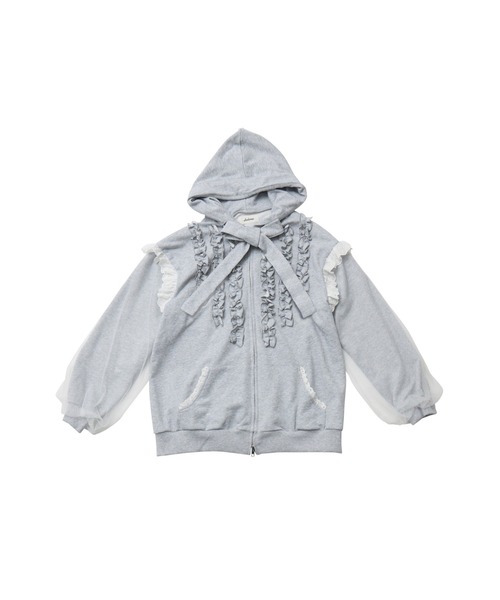 ribbon frill hood zip-up（パーカー）｜Lolime by mellfy memory