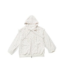 ribbon frill hood zip-up